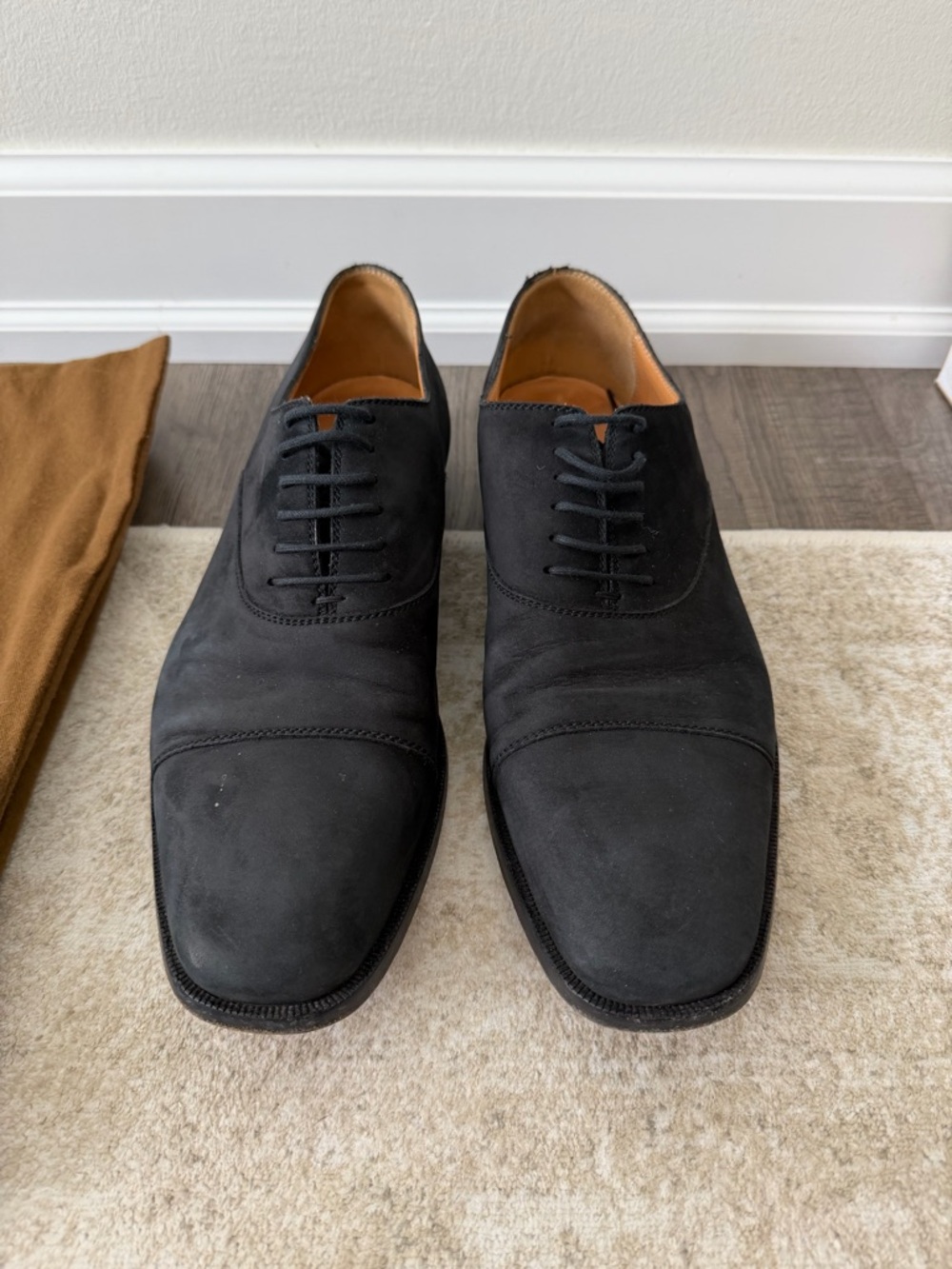 Gucci Black Suede Cap-Toe Derby Shoes - Picture 4 of 8